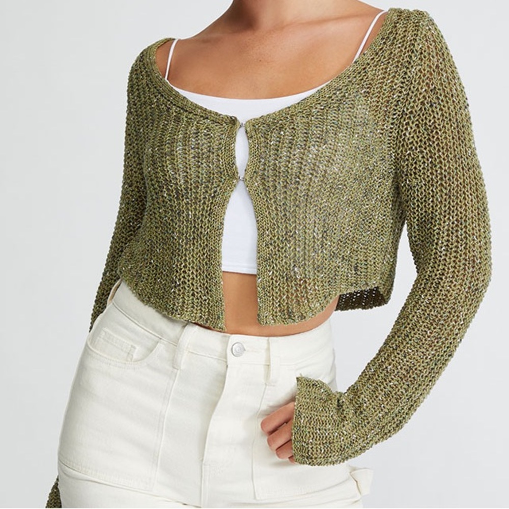 Pacsun Hook and Eye Green Cardigan Sweater